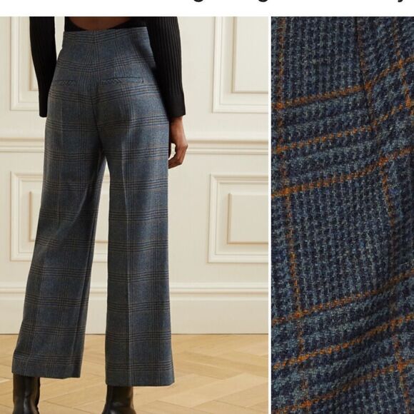 Veronica Beard Dova Prince Of Wales NEW Checked Wool Straight-leg Pants $595 - Picture 2 of 7